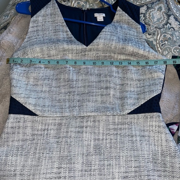 J. Crew Sheath Dress V-Neck Midi, Navy Blue and Gray - Picture 7 of 11